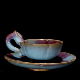 An Exquisite Jun yao Cup,With Tray