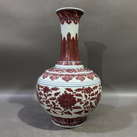A Rare Underglaze-Red Lotus Pattern Vase