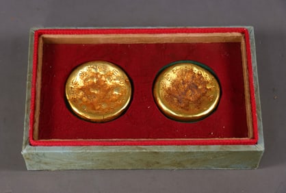 A Pair of Gilt Bronze Ornaments,With Inscription