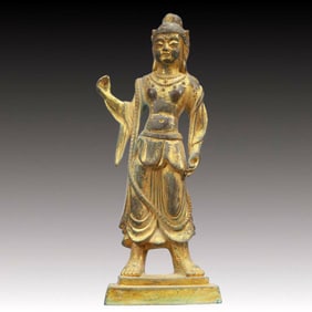 A Solemn Gilt Bronze Statue of Bodhisattva