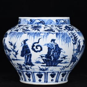 A Rare Blue and White Character and Story Pattern Jar