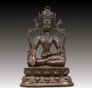 A Solemn Bronze Statue of Amitayus