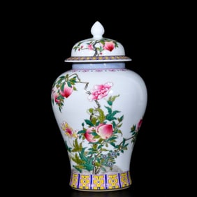 An Exquisite Enamel Flower and Fruit Pattern Cover Jar,With Poem