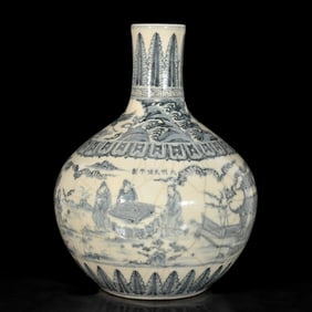 A Huge Blue and White Character and Story Pattern Vase