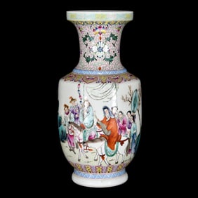 A Huge Famille-Rose Character and Story Pattern Vase