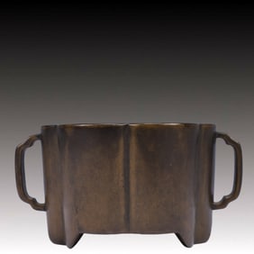 An Exquisite Bronze Double-Ears and Tripod Censer,Qing Dynasty, China,With
