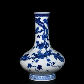 A Rare Blue and White Squirrel and Grapes Pattern Vase
