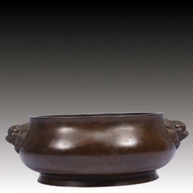 An Exquisite Bronze Lion-Ears Censer,Ming Dynasty, China,Xuande Six-character