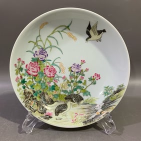 An Exquisite Famille-Rose Flower and Bird Pattern Plate