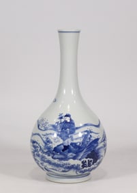 A Rare Blue and White Character and Story Pattern Vase