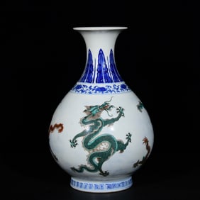 A Rare Blue and White Doucai Dragon Pattern Vase