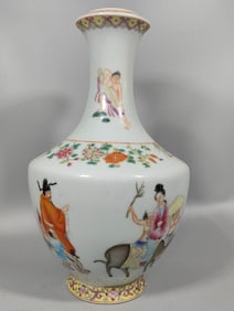 A Rare Famille-Rose Character and Story Pattern Vase
