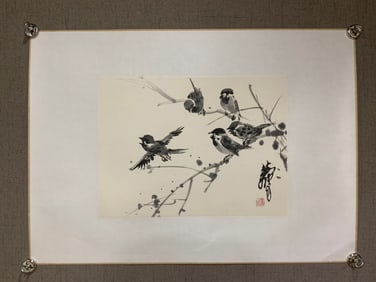 A Chinese Ink Painting of Bird on Paper,Huang Zhou