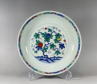 An Exquisite Doucai Melon and Fruit Pattern Plate
