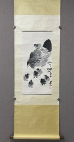 A Chinese Vertical Scroll Ink Painting of Chook on Paper,Qi Baishi