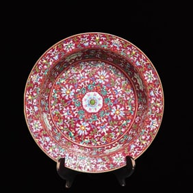 A Rare Ruby Red-Glazed Flower Pattern Basin