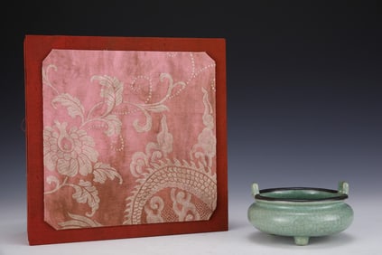 An Exquisite Ru yao Sky Blue Glazed Double-Ears and Tripod Censer