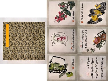 A Chinese Album Ink Painting of Flower and Fruit on Paper,Qi Baishi