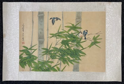 A Chinese Ink Painting of Flower and Bird on Paper,Yu Feian