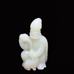 An Exquisite White Jade Figure Hand Piece