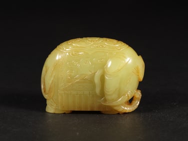 An Exquisite White Jade Elephant Ornament