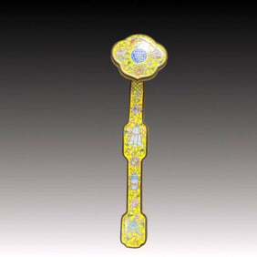 An Exquisite Painted Enamel Eight Treasures Pattern Ruyi