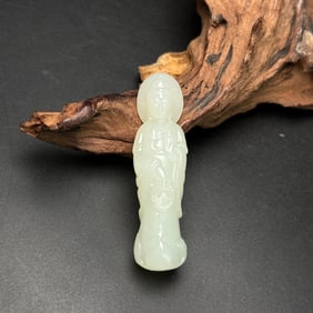 An Exquisite White Jade Avalokitesvara Pendant