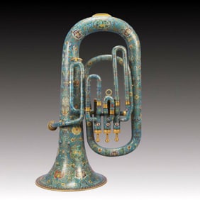 An Exquisite Cloisonne Lotus Pattern Musical Instrument Ornament