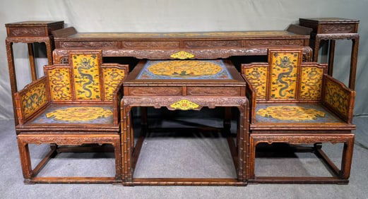 A Set of Fine Huanghuali wood Dragon Pattern Furniture