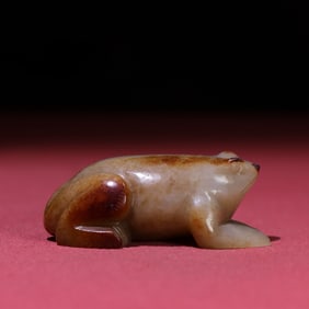An Exquisite White Jade Frog Hand Piece