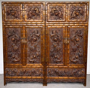 A Pair of Exquisite Huanghuali wood Lion Pattern Cabinets