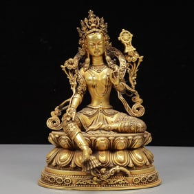 A Solemn Gilt Bronze Statue of Tara