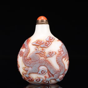 An Exquisite Glass Dragon and Phoenix Pattern Snuff Bottle