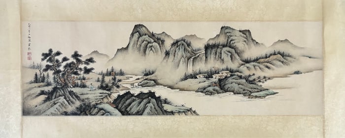 A Chinese Ink Painting of Landscape on Paper,Chen Shaomei
