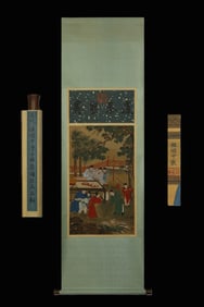 A Chinese Vertical Scroll Ink Painting of Figure on Silk