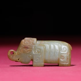 An Exquisite White Jade Elephant Pendant