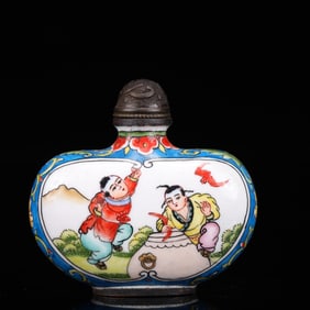 An Exquisite Painted Enamel Figure and Kylin Pattern Snuff Bottle