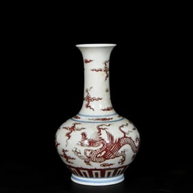An Exquisite Underglaze Red Dragon Pattern Vase