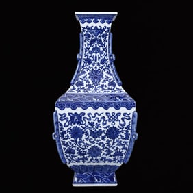 A Huge Blue and White Lotus and Eight Treasures Pattern Vase