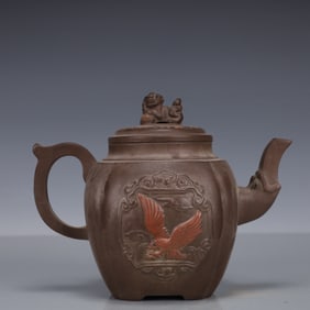 An Exquisite Purple Sands Eagle Pattern Teapot