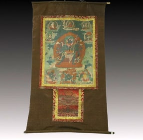 A Rare Brocade Painted Color Statue of Vajra Tangka