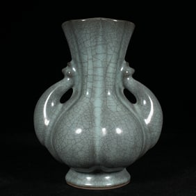 A Rare Guan Yao Sky Blue Glazed Double Ears Vase