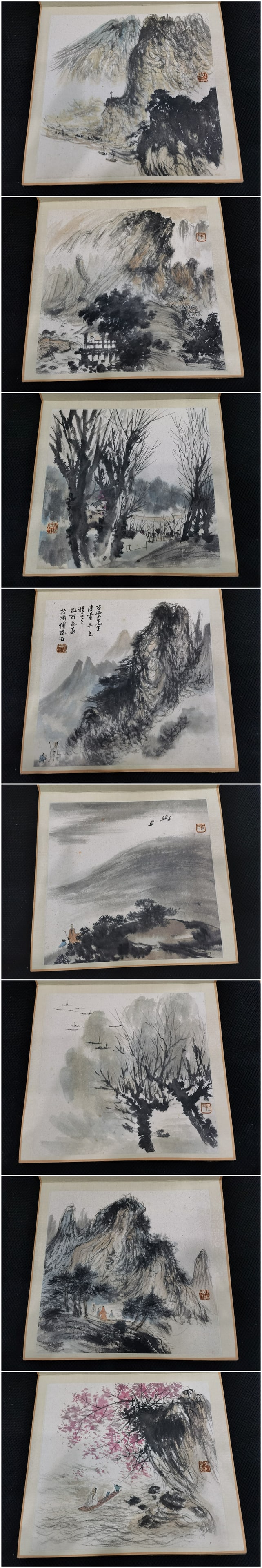 A Chinese Album Ink Painting of Landscape and Figure on Paper: A Chinese Album Ink Painting of Landscape and Figure on Paper,Fu Baoshi,Size: 一幅中国水墨山水人物画册,傅抱石