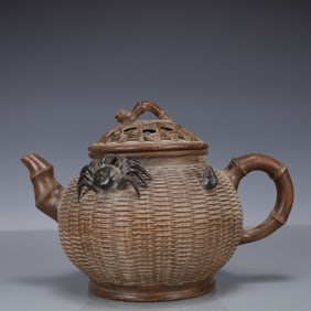 An Exquisite Purple Sands Bamboo Pattern Teapot