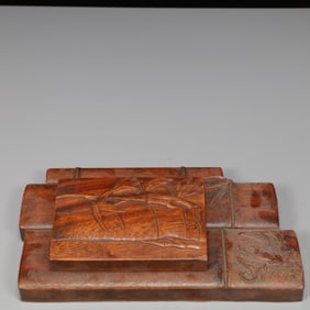 An Exquisite Huanghuali Wood Bamboo Pattern Inkstone