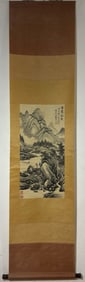 A Chinese Vertical Scroll Ink Painting of Landscape on Paper,Lan Ying