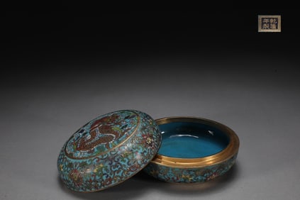 A Rare Cloisonne Lotus and Dragon Pattern Cover Box