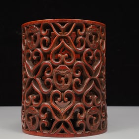 An Exquisite Bamboo Hollow Dragon Pattern Brush Pot