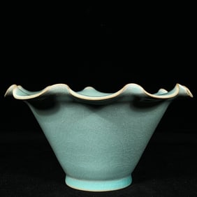 A Rare Ru Yao Sky Blue Glazed Lotus Leaf Pattern Bowl