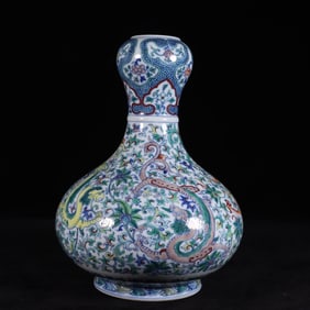 An Exquisite Blue and White Doucai Lotus and Dragon Pattern Vase